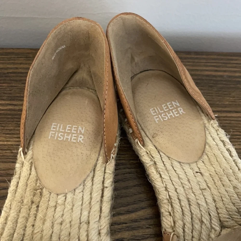 Eileen Fisher Lady Nubuck Tan D’Orsay Espadrille Flats